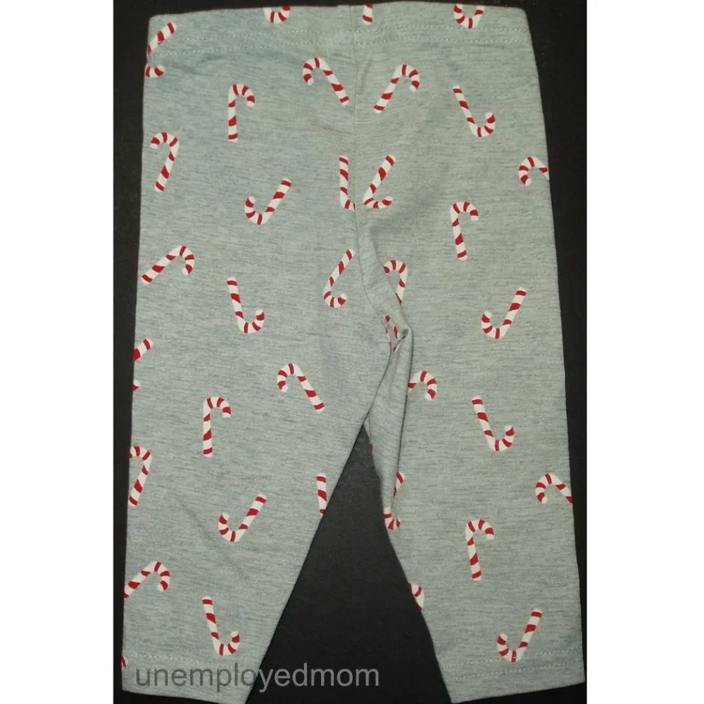 3M Christmas Leggings Little Girls Candy Cane Long Pant Trousers Holiday - Picture 3 of 4